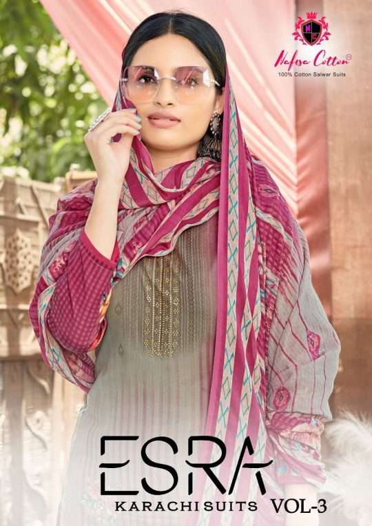 Nafisa Esra Karachi Vol-3 series 3001-3010 Pure Soft Cotton suit