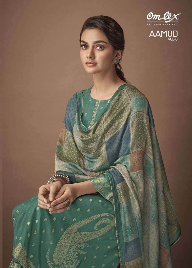 omtex aamod vol 6 series 2321 muslin jacquard suit 