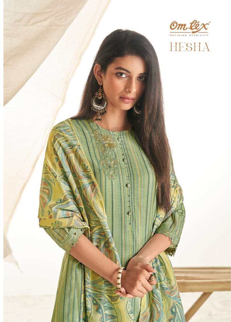 omtex hesha series 1901 pure linen digital print suit 