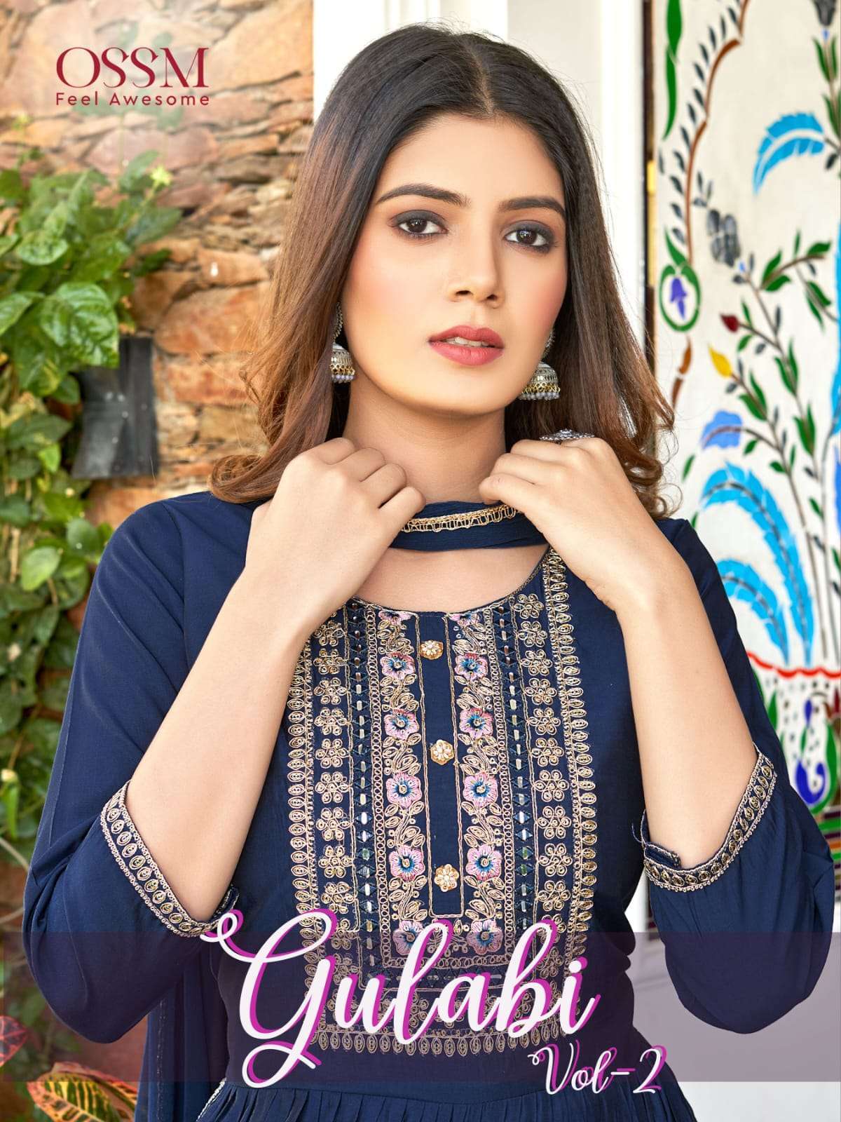 ossm gulabi vol 2 series 1001-1006 Viscose Roman Silk readymade suit