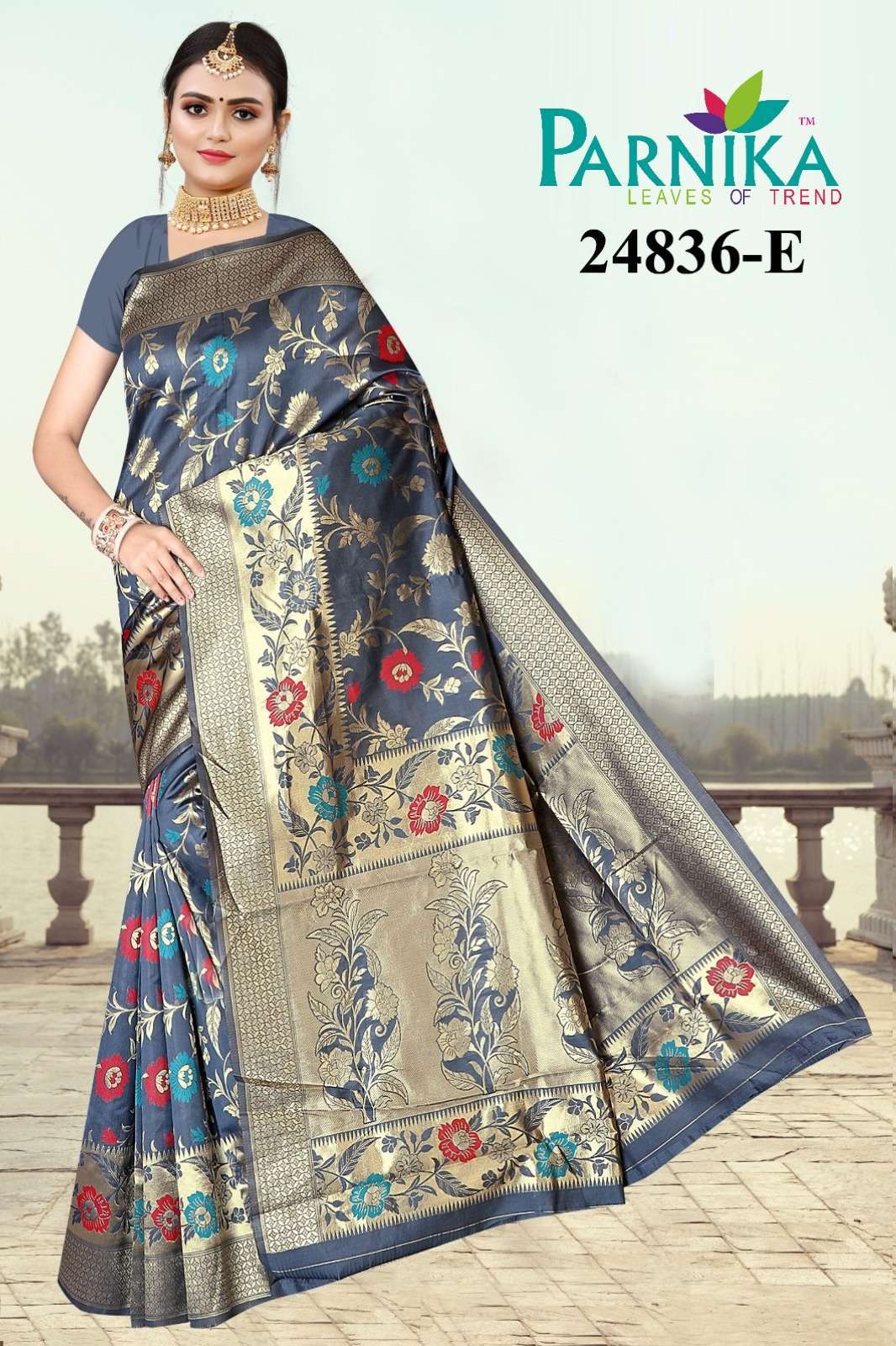 Parnika India 24836 Lichi Silk Jacquard Sarees