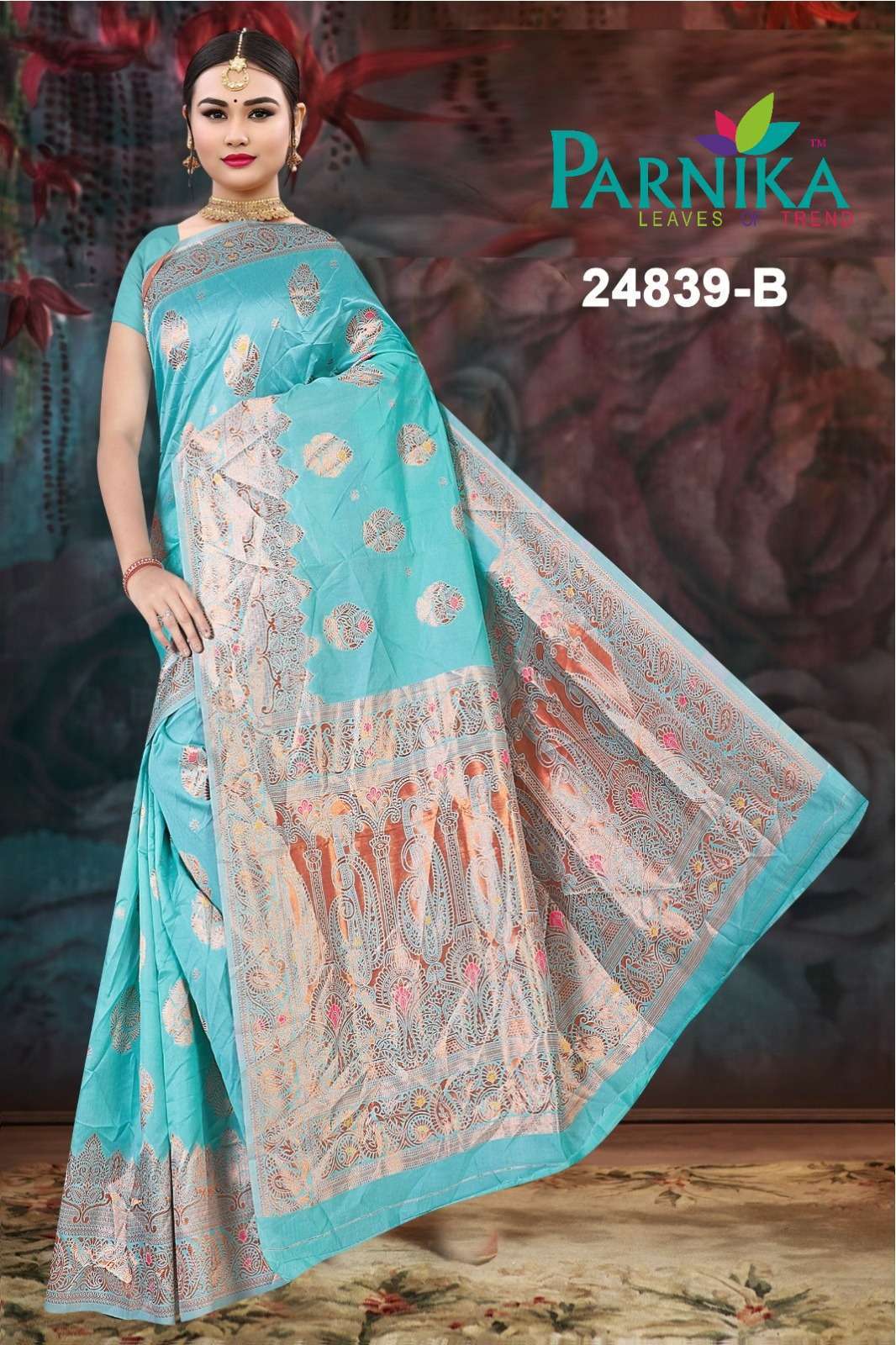 Parnika India 24839 Lichi Silk Jacquard Sarees