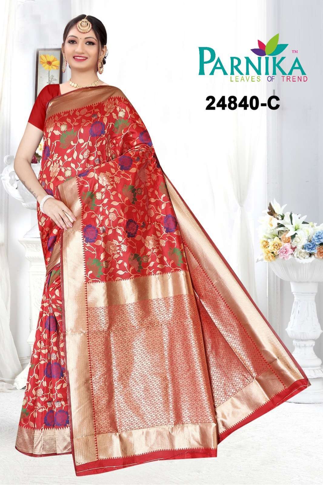 Parnika India 24840 Lichi Silk Jacquard Sarees 