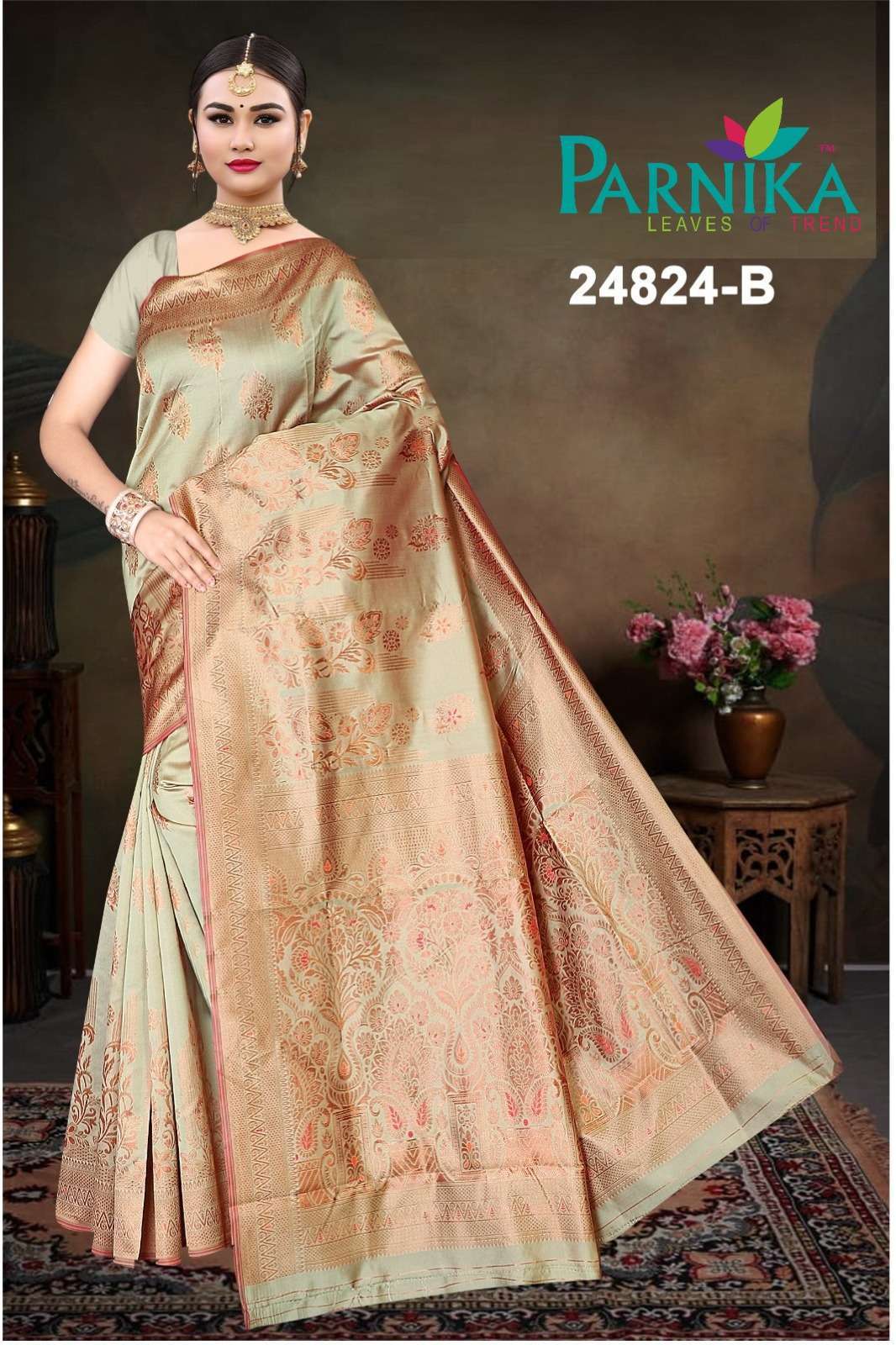 Parnika India Lichi Silk Jacquard wedding sarees