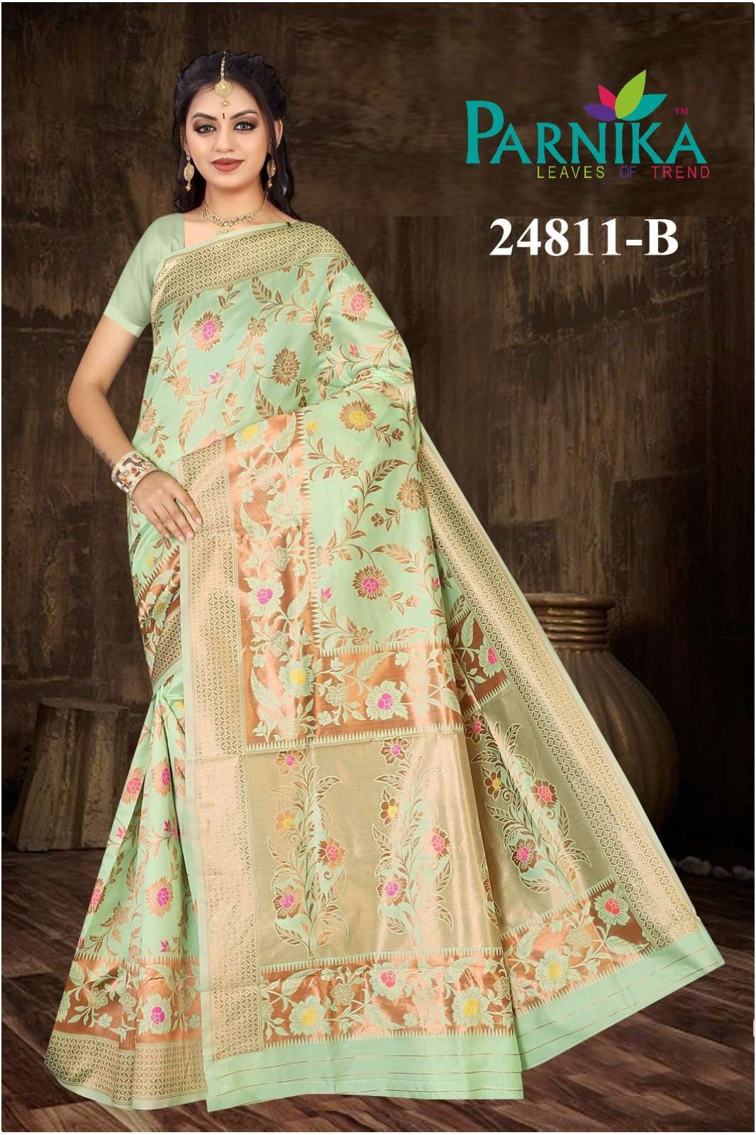 Parnika India Lichis Silk Jacquard Sarees Festive Wear