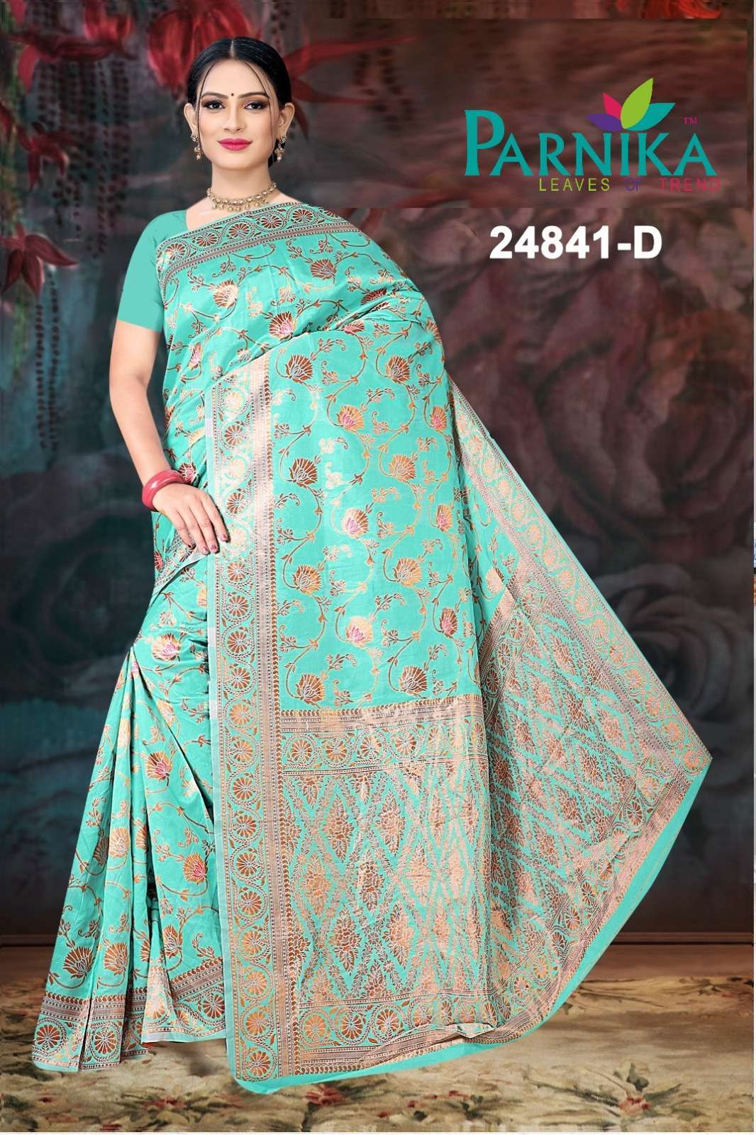 Parnika leaves series 24841 silk saree