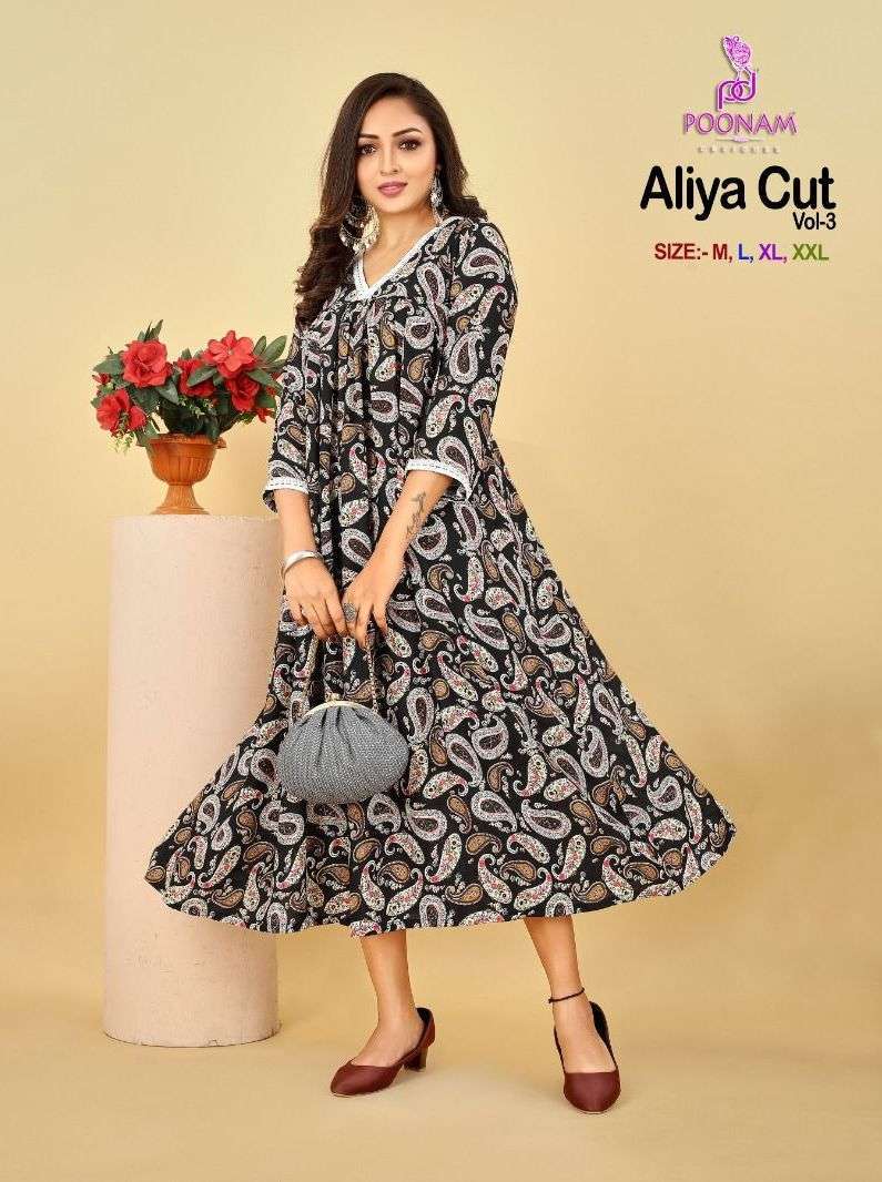 poonam aliya cut vol 3 series 1001-1004 imported viscose gown