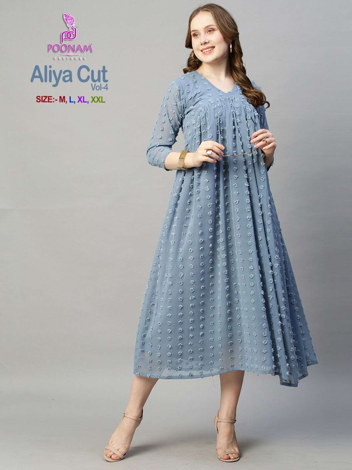poonam aliya cut vol 4 series 1001-1006 Georgette gown