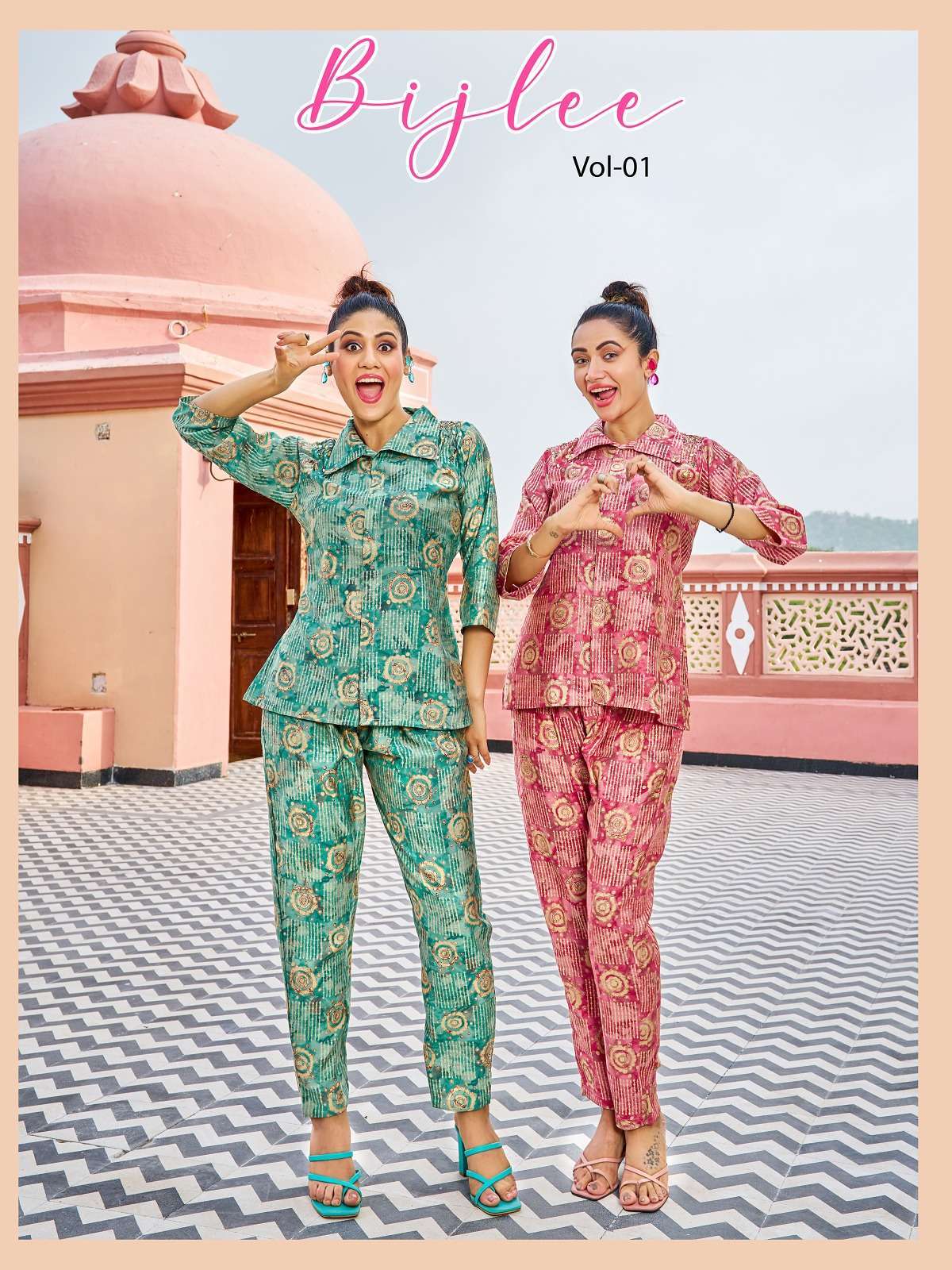 pr bijlee vol 1 series 101-104 Printed Heavy Modal Silk co-ord set 