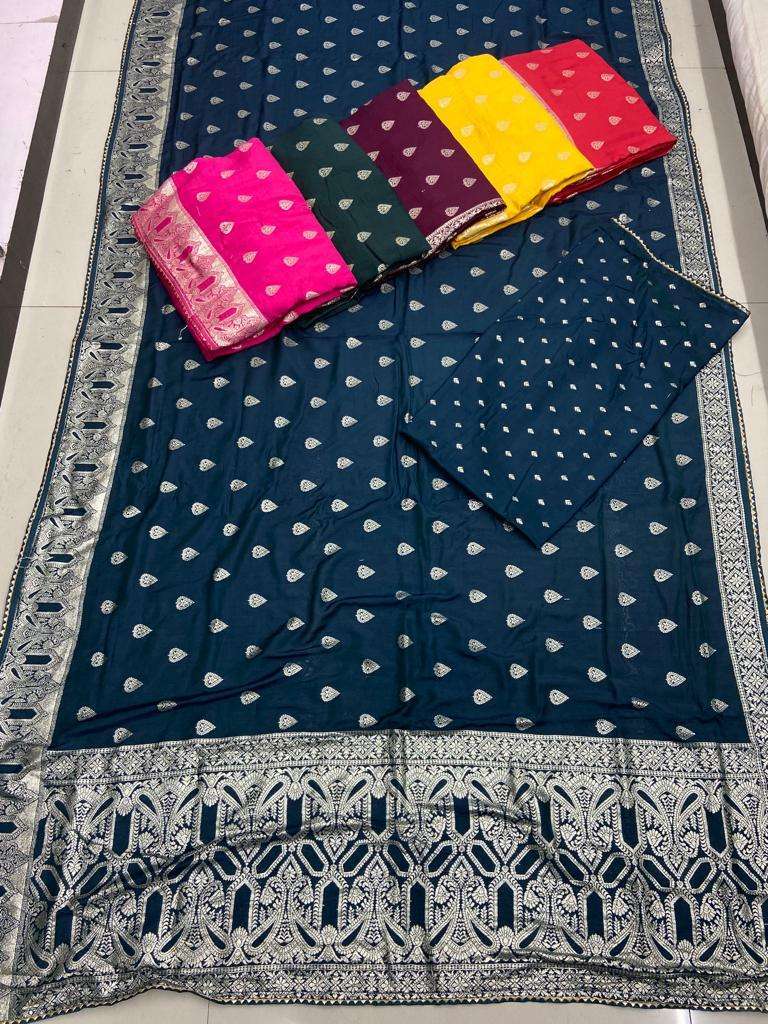 pr jacquard 1101 designer fancy colour matching set saree wholesaler