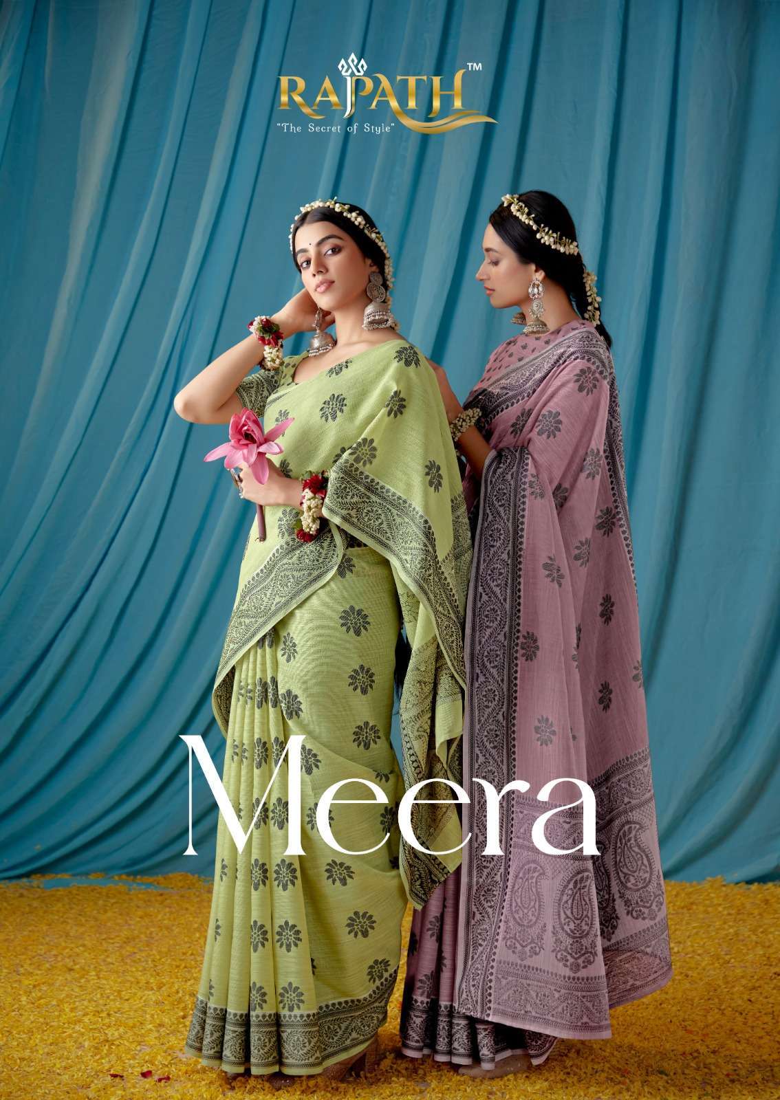 rajpath meera series 1001-1006 Traditional Wear Lucknowi Linen saree