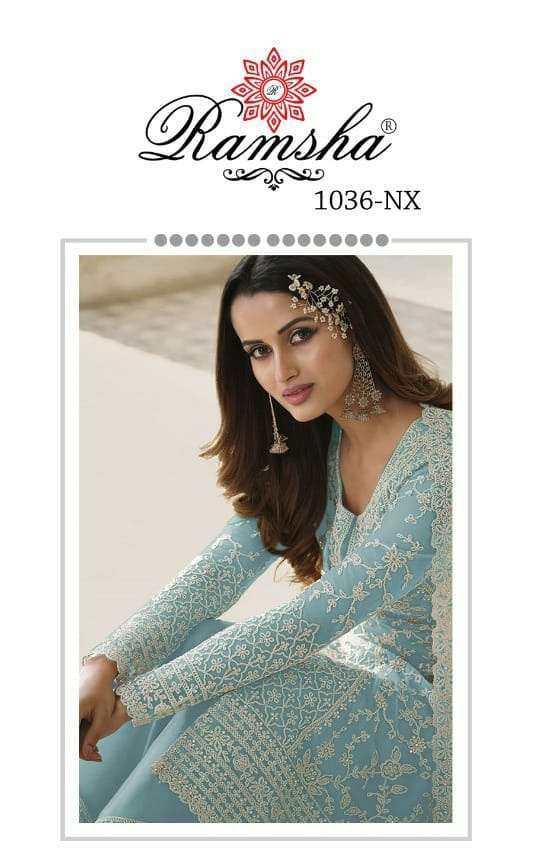 ramsha R-1036 nx organza embroidery suit 