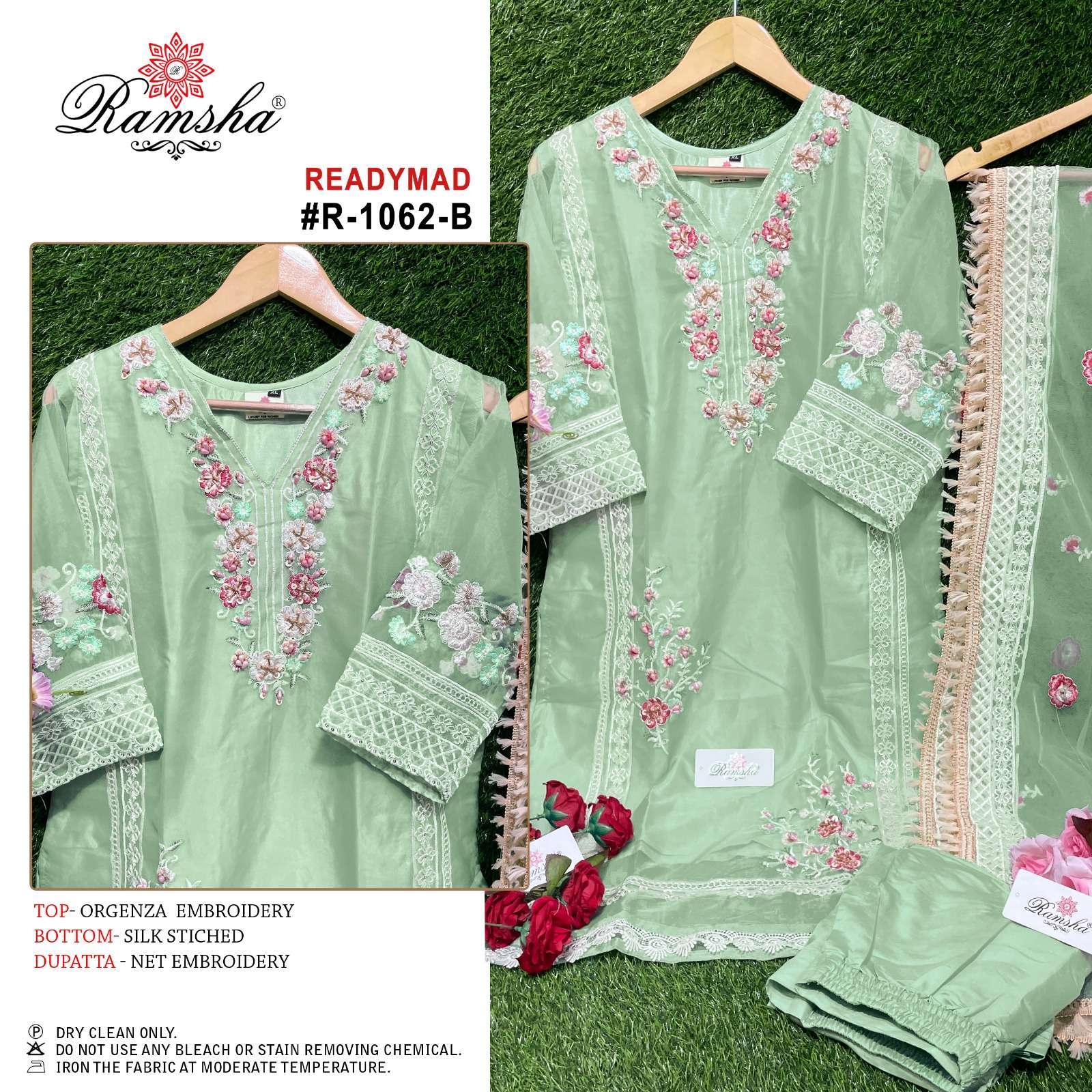 ramsha R-1062 organza embroidery suit 