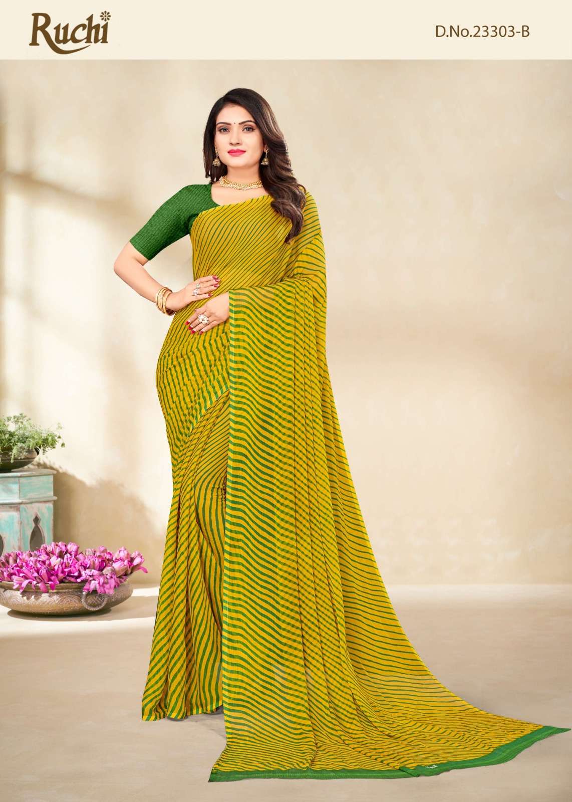 ruchi designer chiffon printed saree 