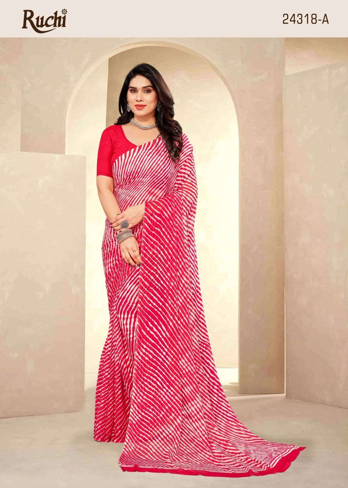 ruchi star chiffon lehriya 24318 Chiffon saree