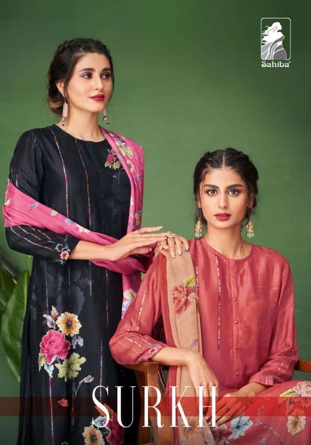 sahiba surkh pure cotton lawn digital print suit 