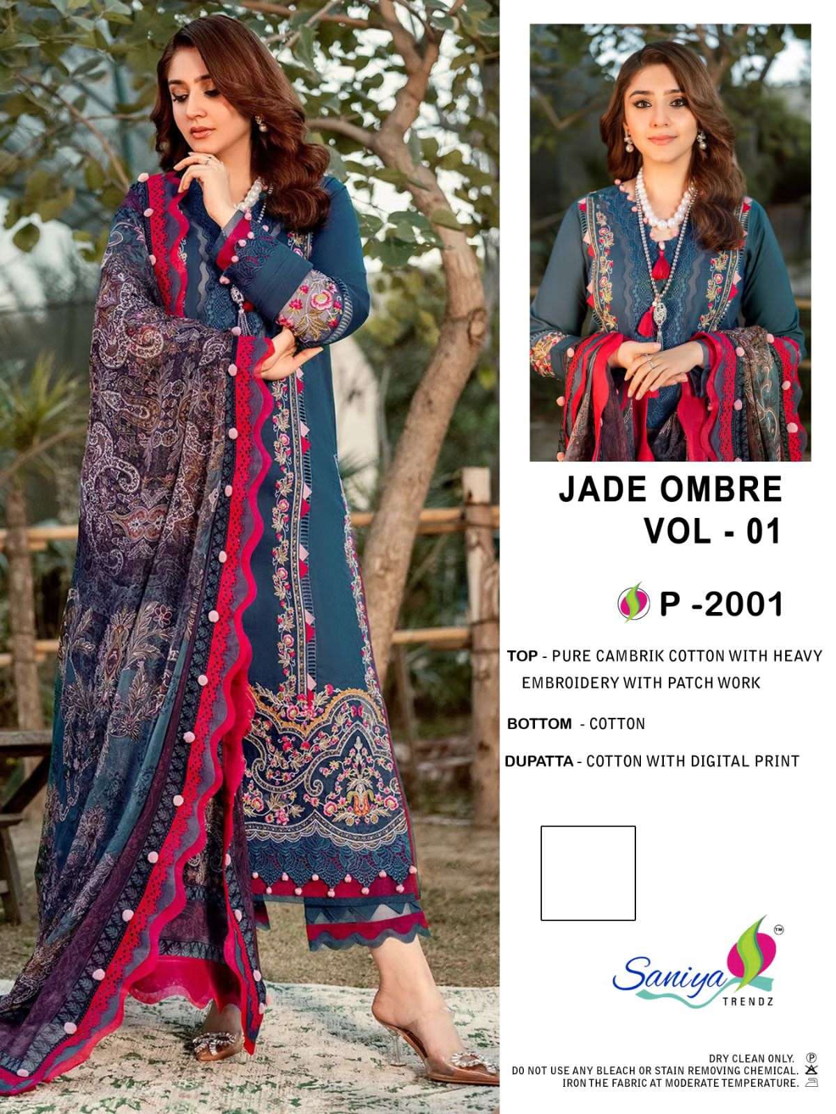 saniya trendz jade ombre 2001 designer cotton suit 