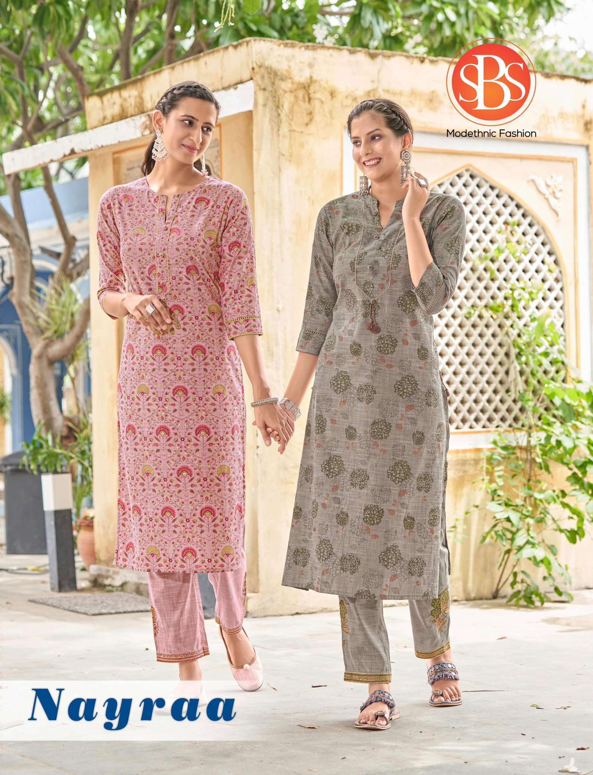 sbs fashion nayraa series 3601-3604 sabita print kurti with pant