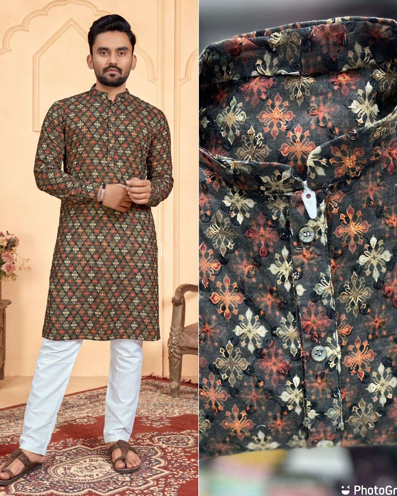 Schiffli 2.0 designer heavy pure cotton kurta