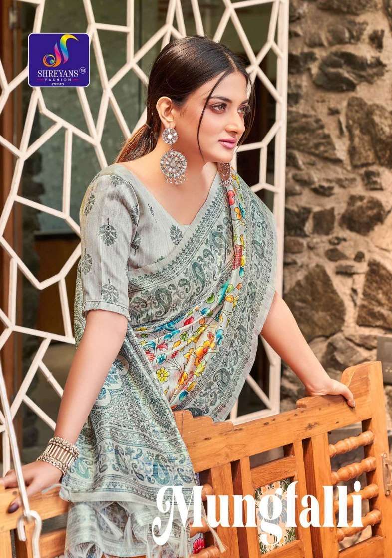shreyans fashion mungfalli cotton printed saree