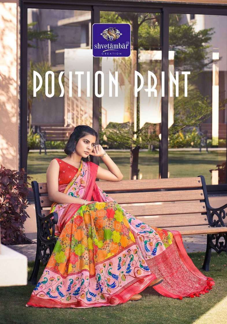 shvetambar position print printed saree
