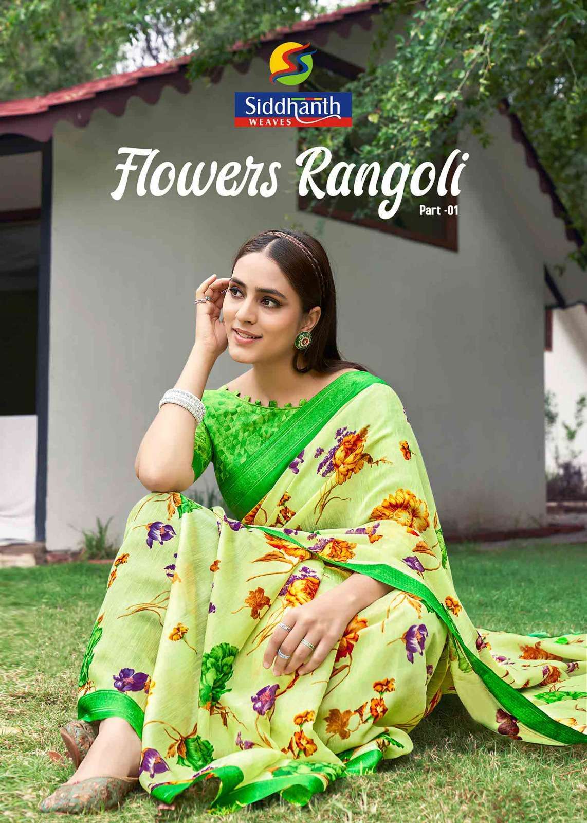 siddhanth weaves flowers rangoli series 86001-86008 Cotton Base saree