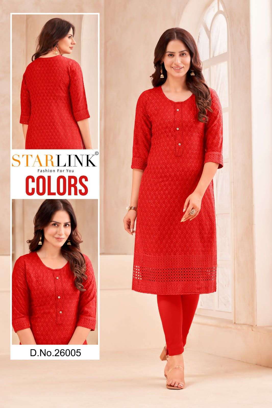 starlink colours series 26002-26013 rayon shiffli work kurti 