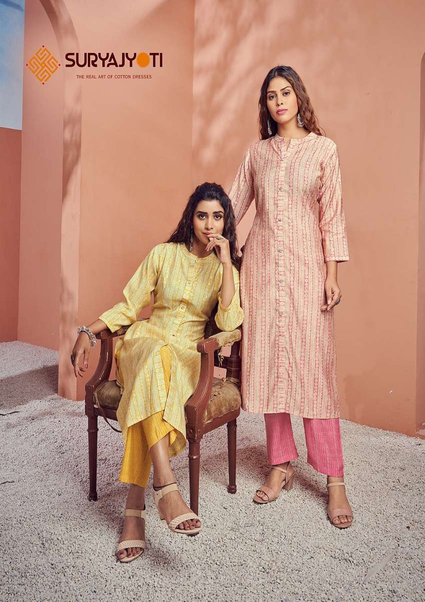 Suryajyoti Krisha Vol-3 series 3001-3010 Muslin Cotton kurti with pant