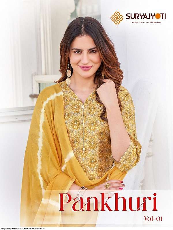 Suryajyoti Pankhuri Vol-1 series 1001-1010 Modal Silk readymade suit 