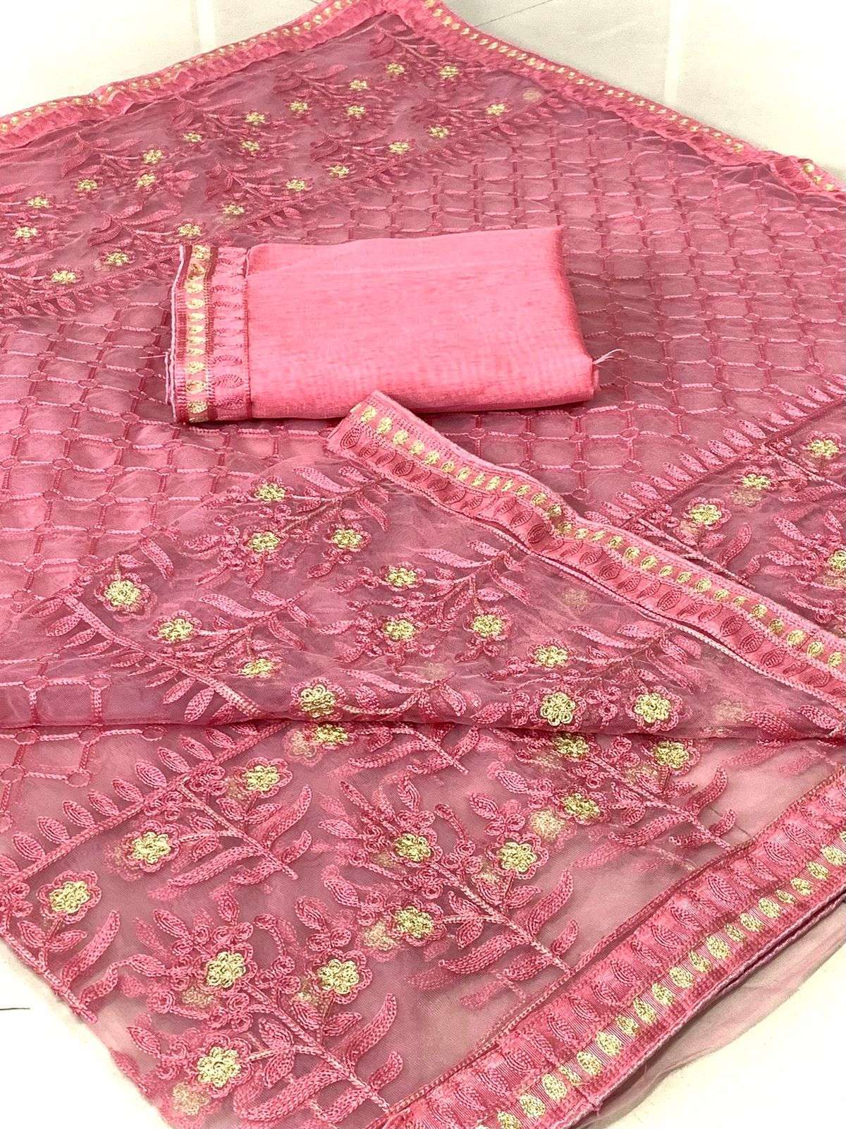 Vaamika 5 Soft Net Saree With Thread Embroidery