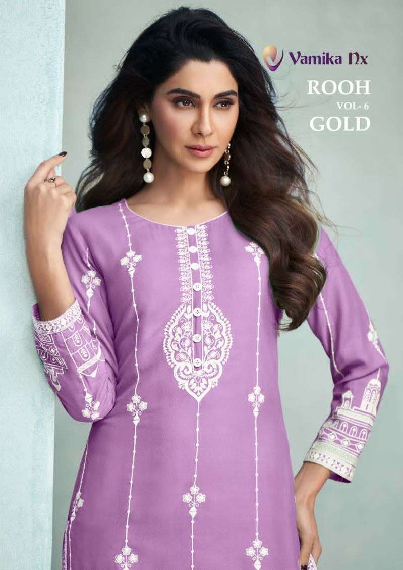 vamika nx rooh vol 6 gold series 1135 pure rayon viscose kurti 