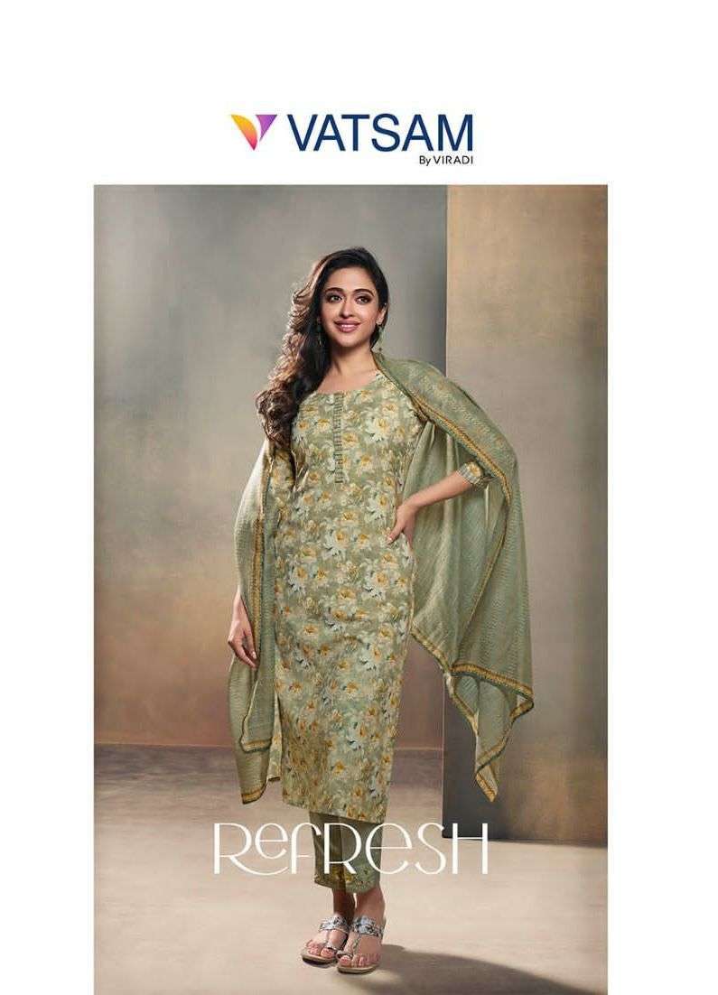 vatsam refresh series 421-428 linen digital print suit 