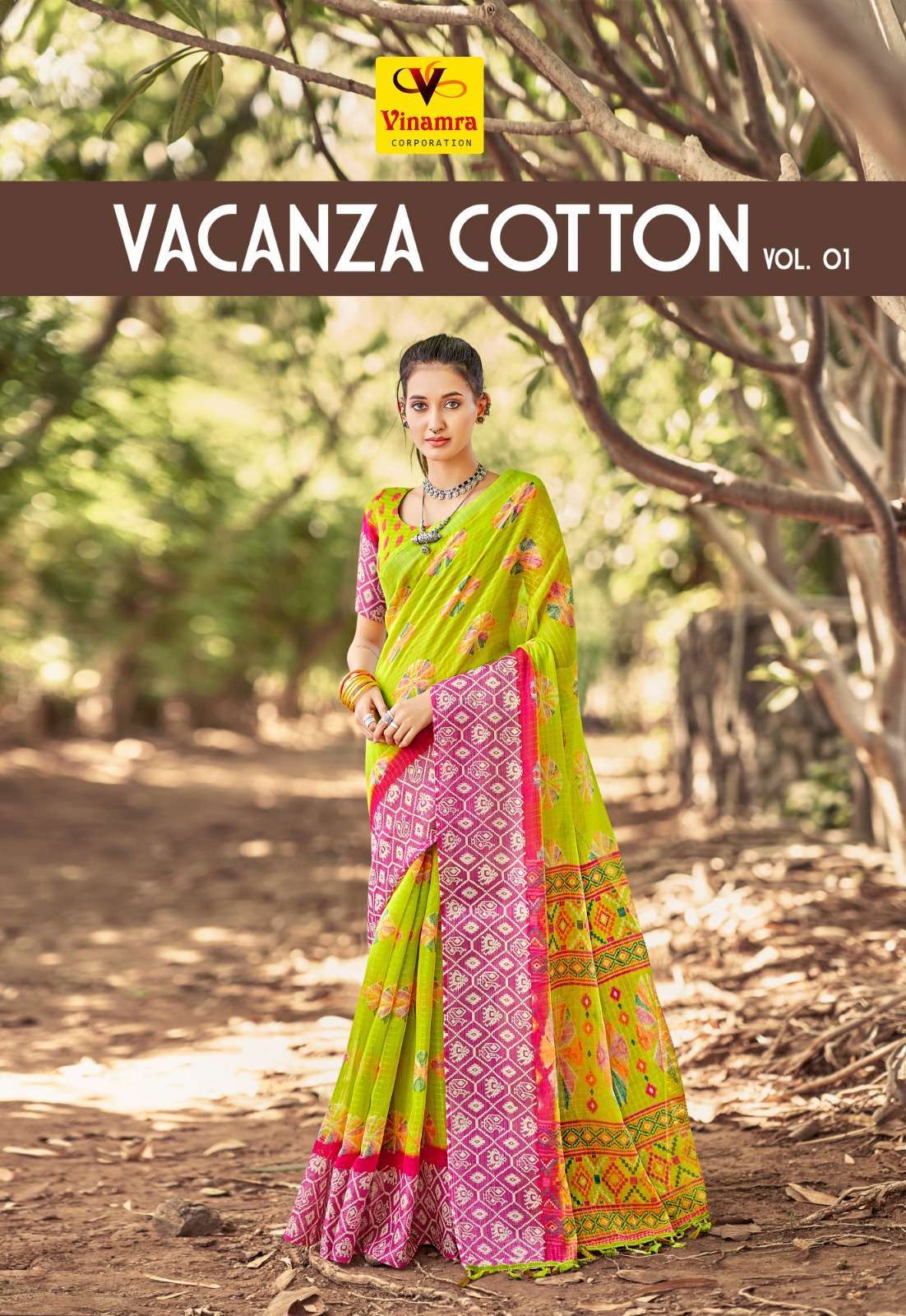 vinamra vacanza cotton vol 1 series 21001-21008 cotton saree