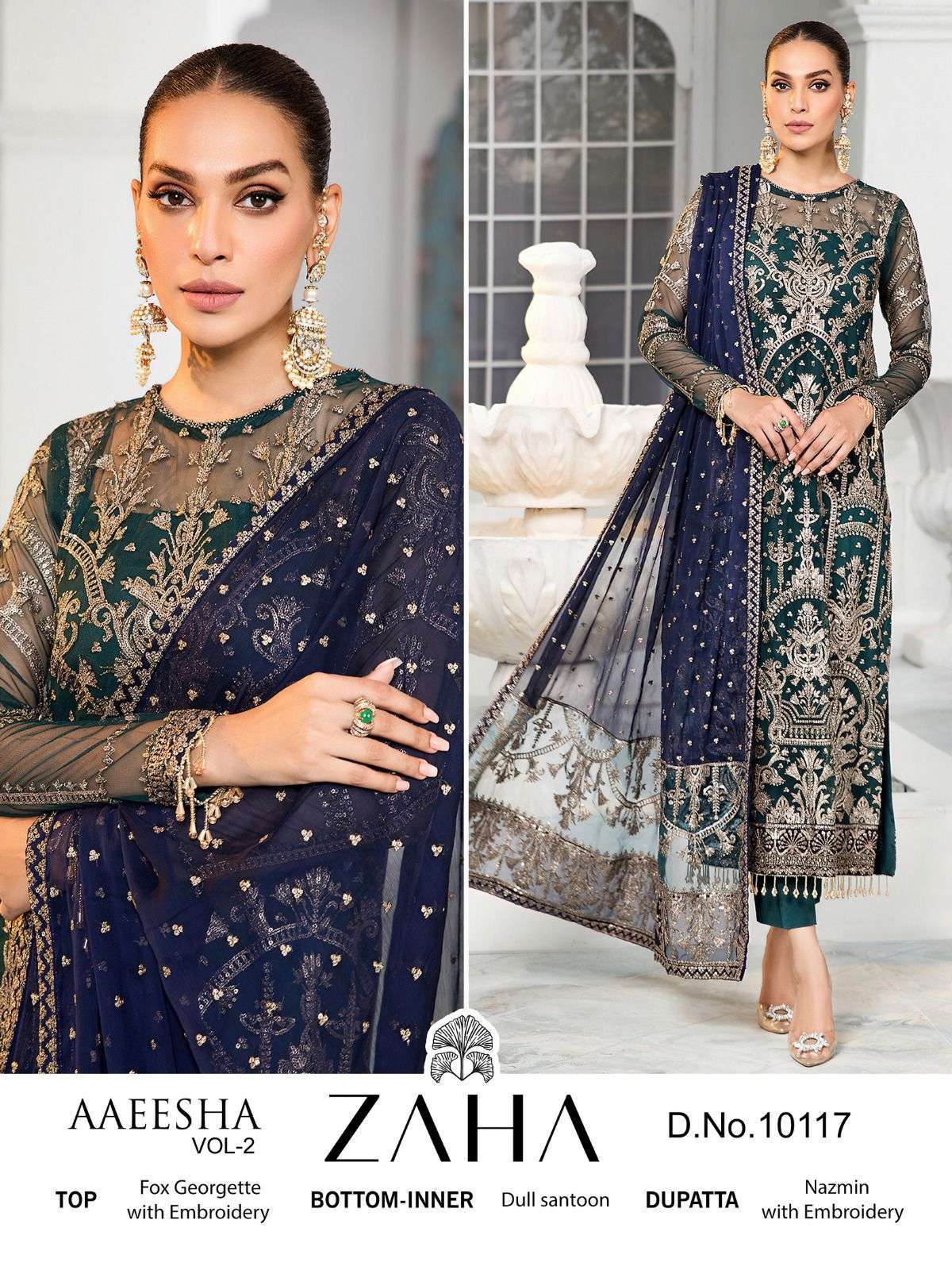 zaha 10117 georgette heavy embroidered suit 