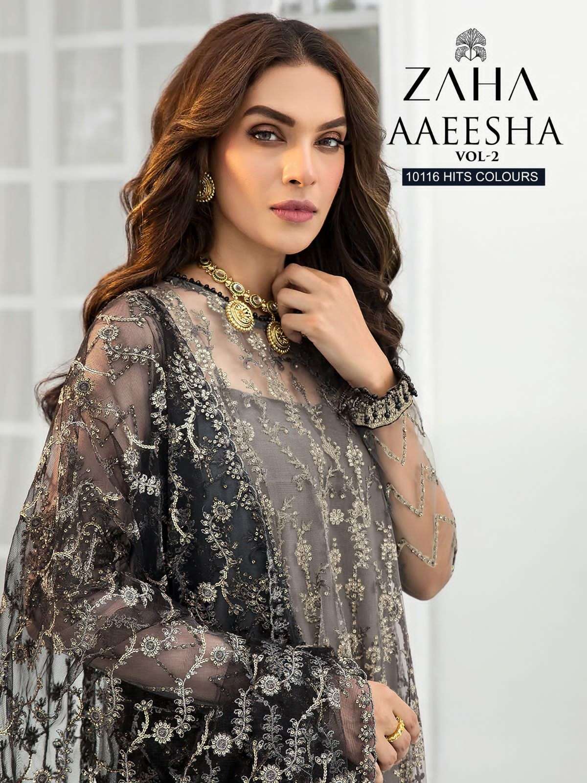 zaha aaeesha vol 2 10116 hits colours georgette embroidered suit 