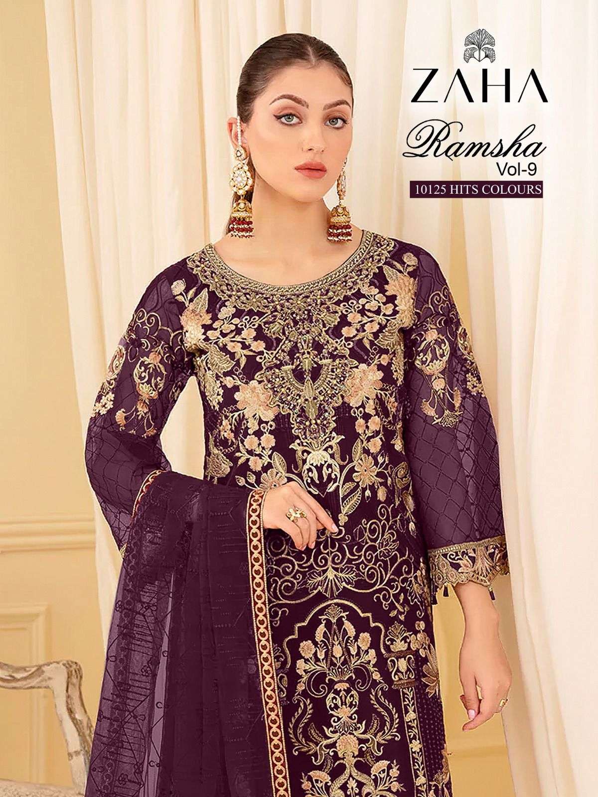 zaha ramsha vol 9 10125 designer georgette suit 