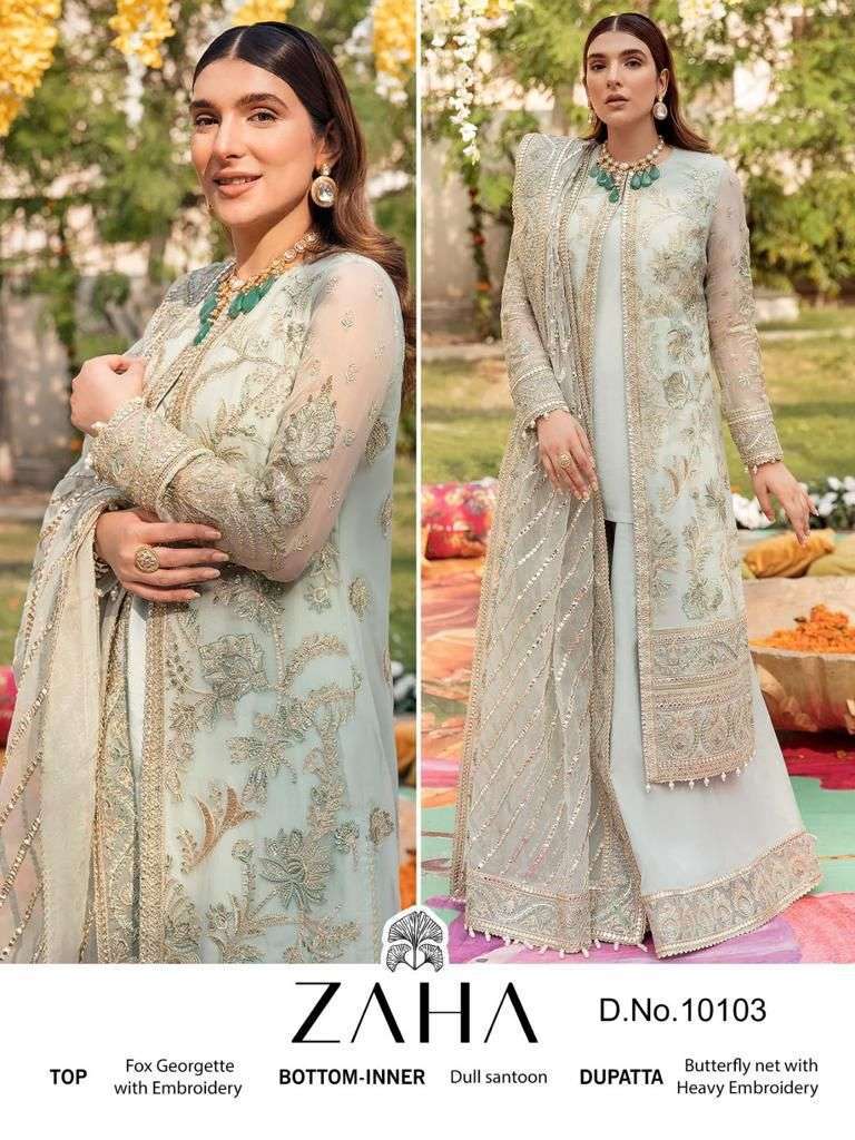 zaha zarina vol 1 10103 georgette heavy embroidered suit 