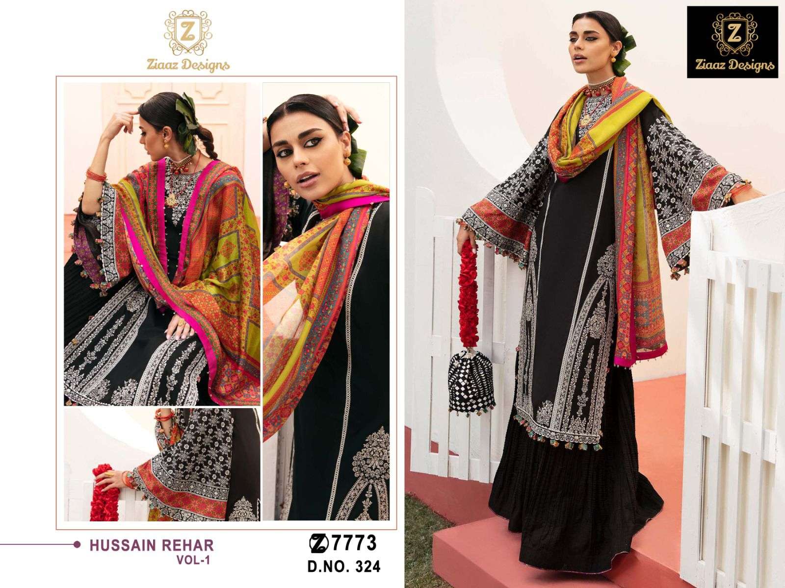 Ziaaz Designs code 324 designer rayon suit 