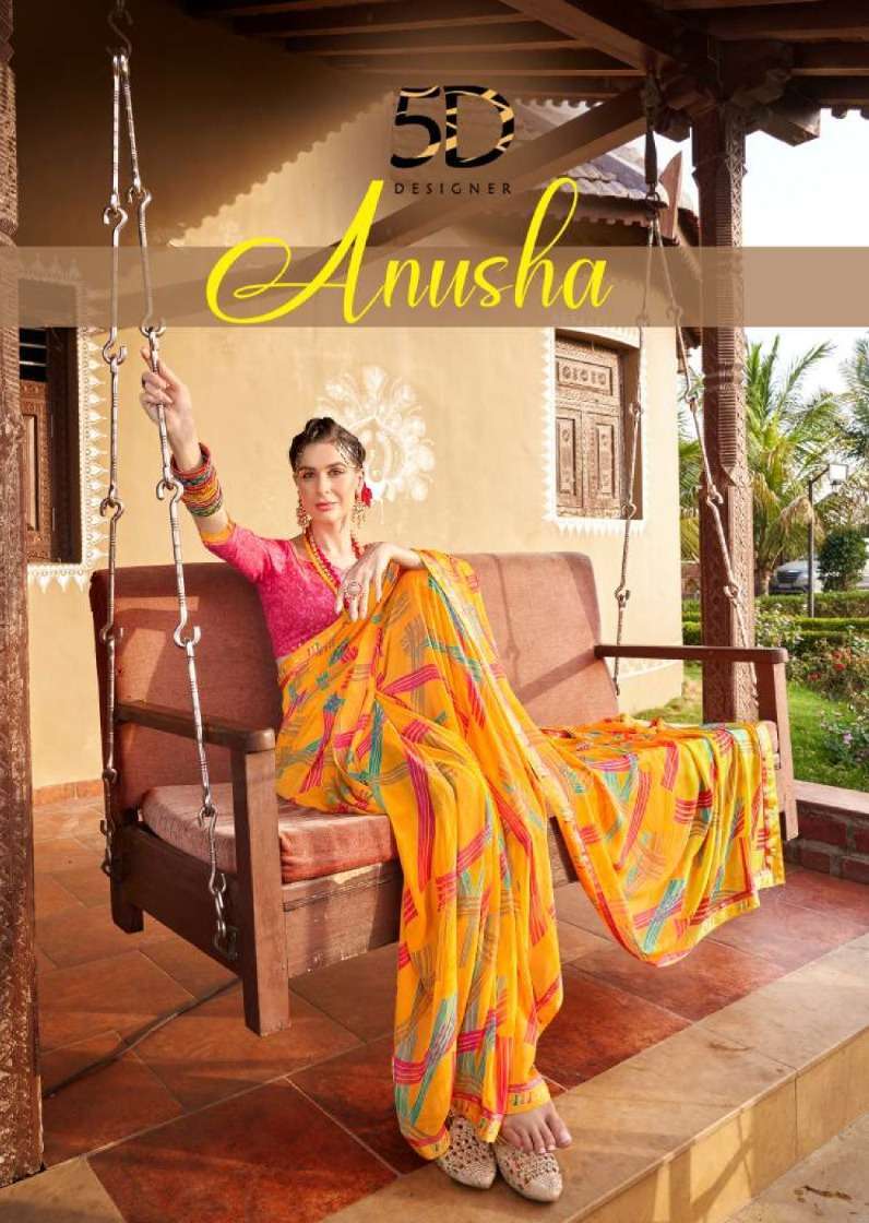 5d designer anusha series 4433-4440 heavy weightless saree