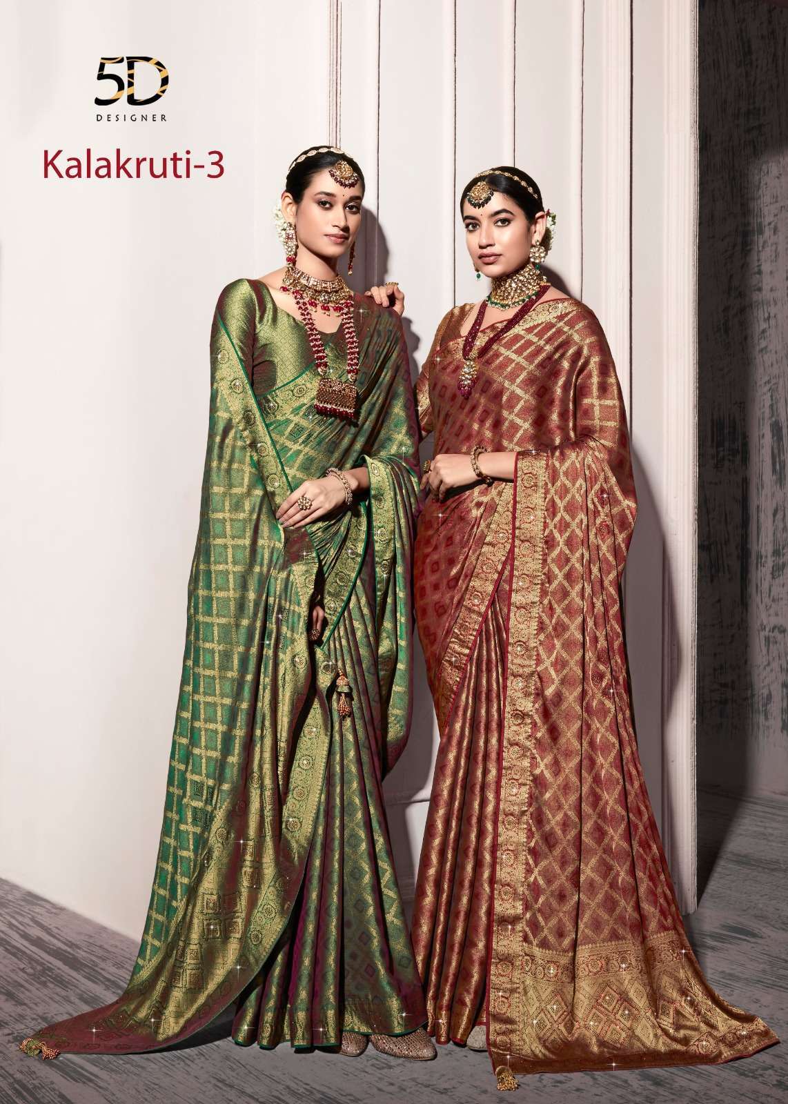 5d designer kalakruti vol 3 series 4139-4142 two tone pure silk saree