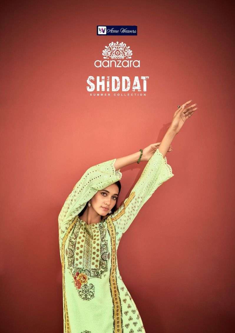 aanzara shiddat series 1001-1006 Lawn Cotton Print suit