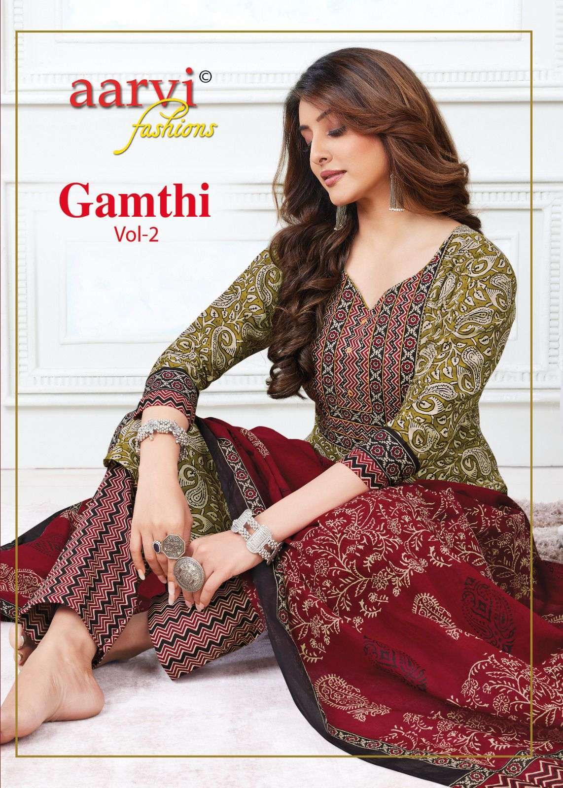 aarvi fashions gamthi vol 2 series 7162-7169 pure cotton suit 