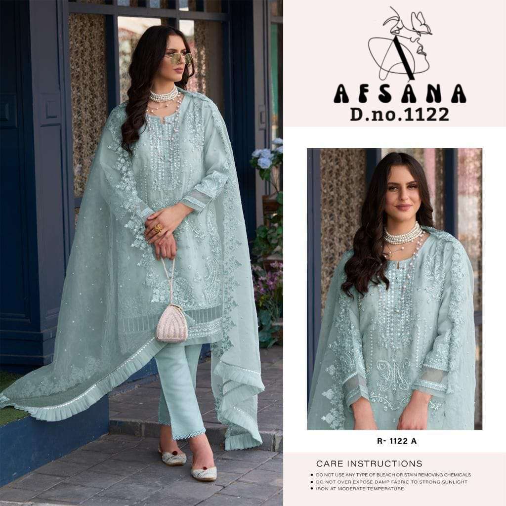 afsana 1122 organza embroidery suit