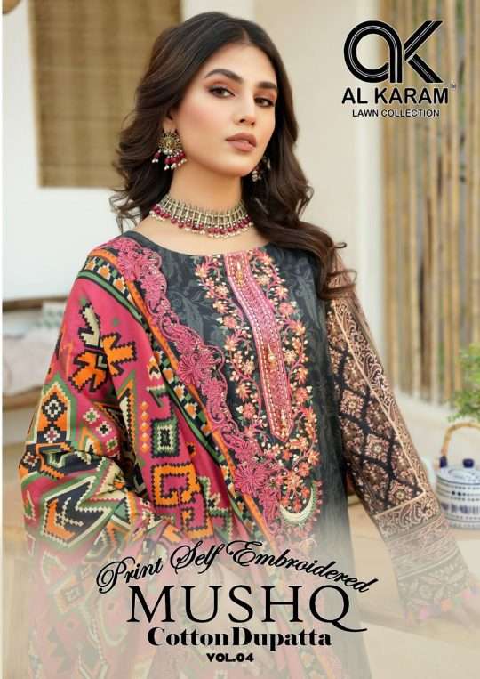 Al Karam Mushq Vol-4 series 4001-4008 Pure Cambric Cotton suit