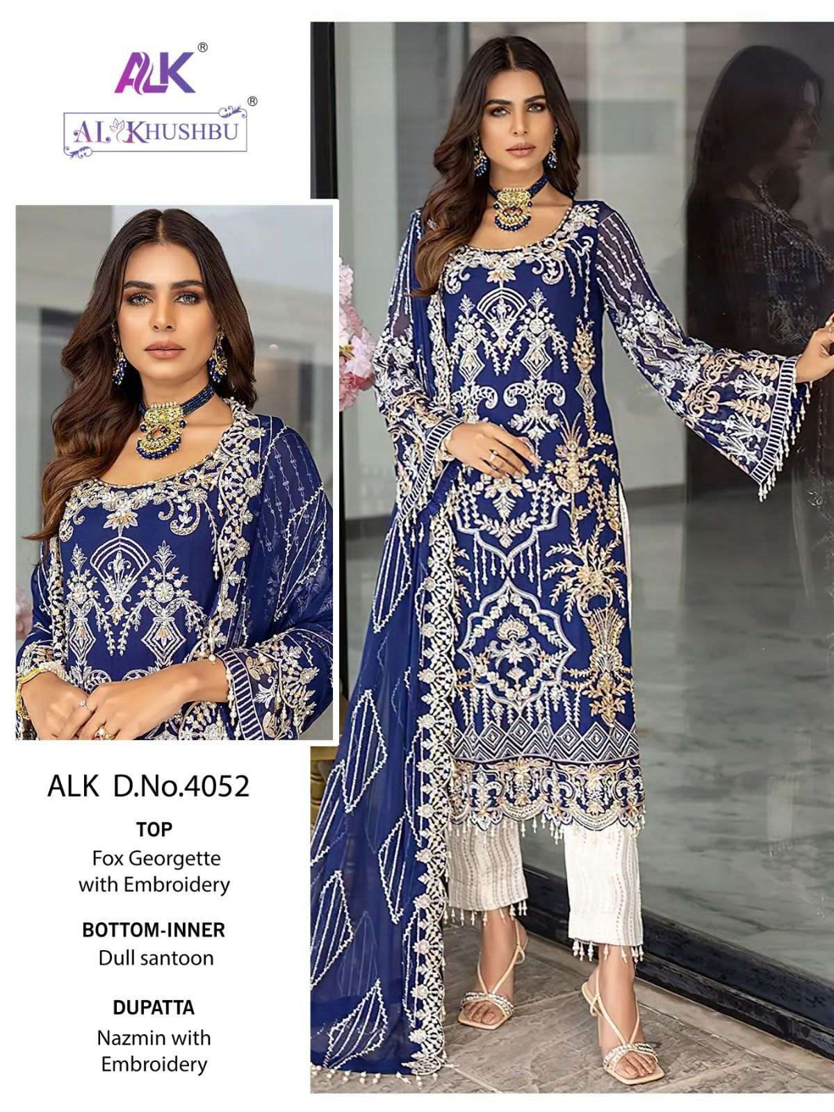 Al khusbu 4052 designer georgette embroidered suit 