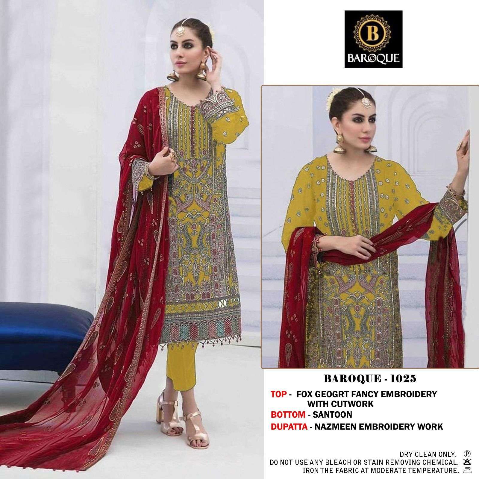 baroque 1025 designer georgette heavy embroidery suit 