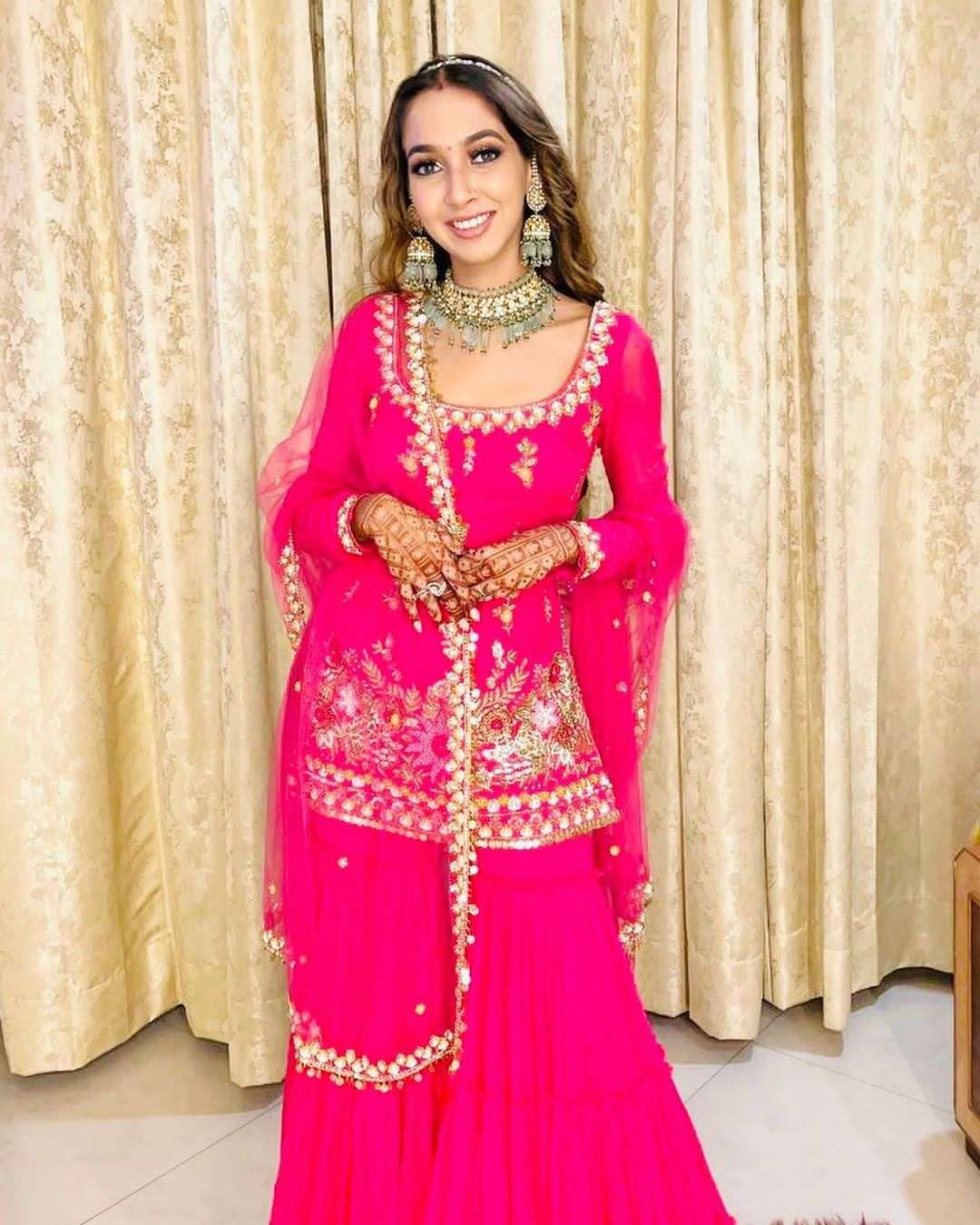 Bt-14 designer pink faux georgette suit 