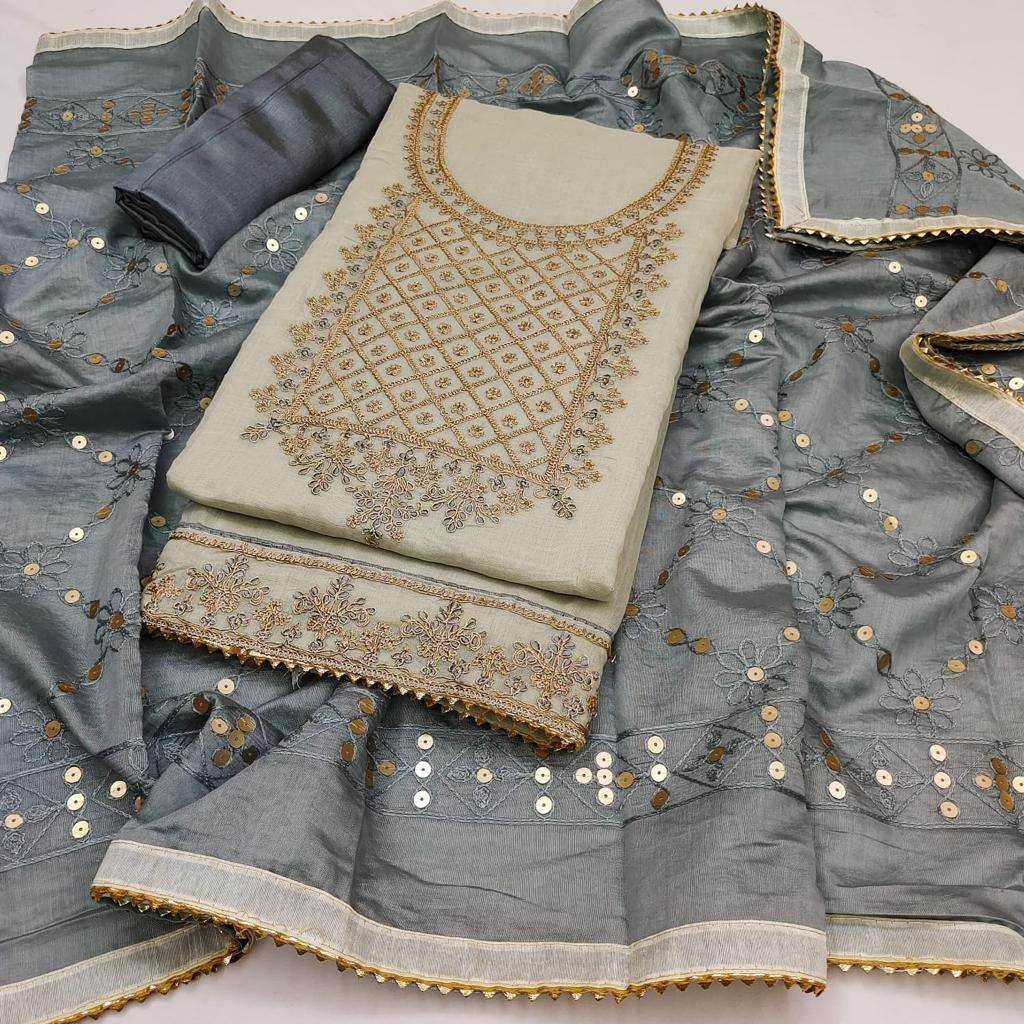 bt presents chanderi multi coding work suit 