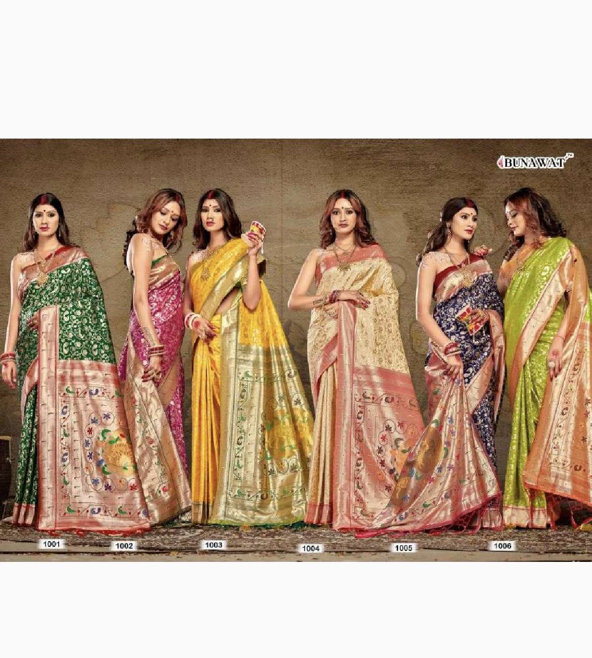 Bunawat prasansa series 1001-1006 silk paithani saree