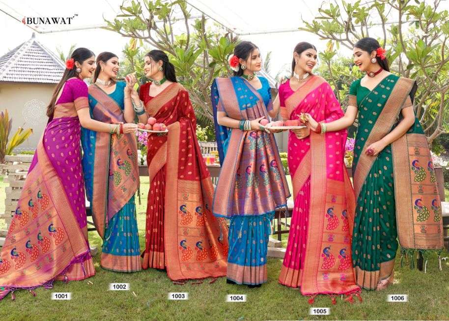 bunawat raveena silk series 1001-1006 Paithani Silk saree
